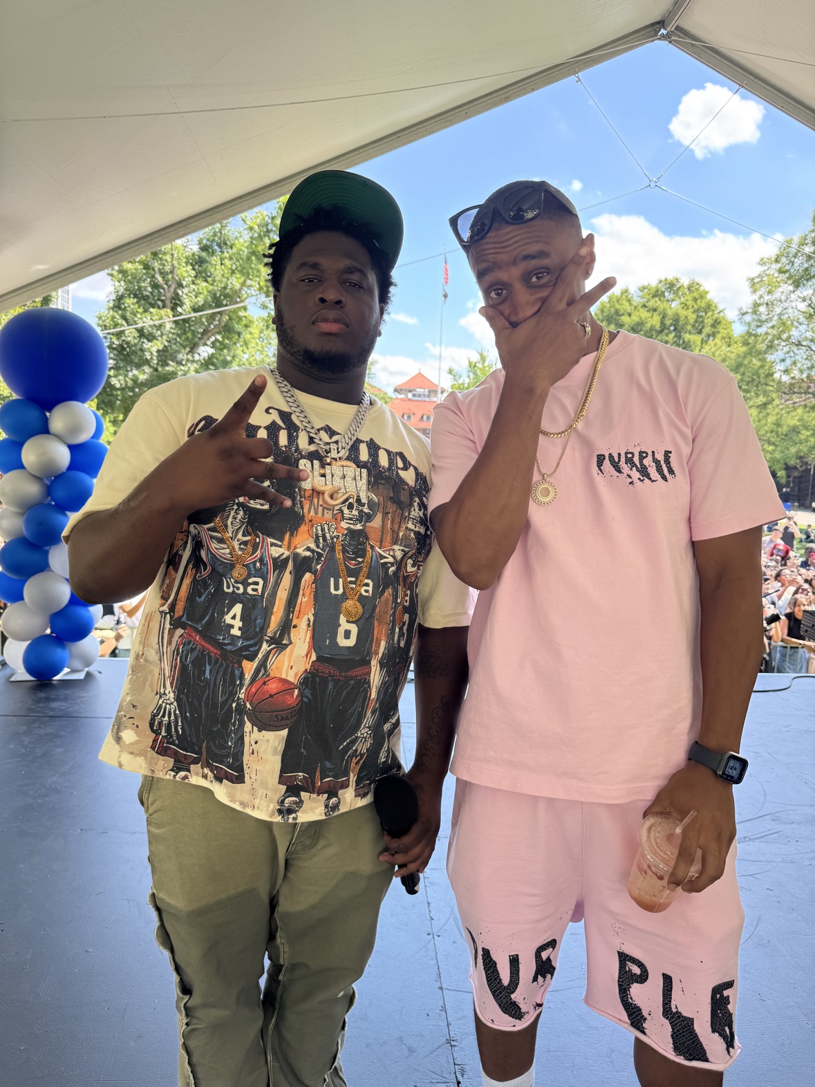 DJ Takeova with Cash Cobain on the outdoor stage at Queens College